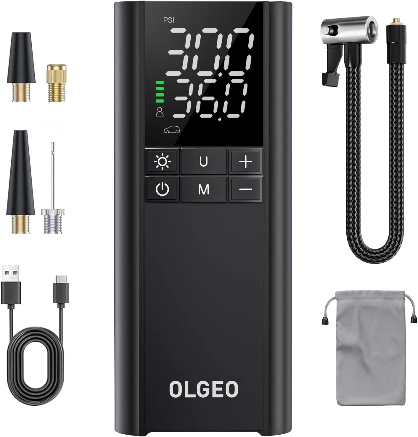 

Portable Air Compressor, 170PSI Cordless Tire Pump with Pressure Detection for Car Motorcycle Bicycle Ball
