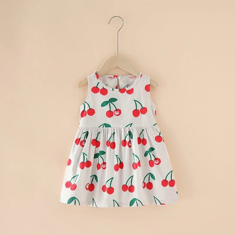 Summer Children's Skirt Baby Flower Printing Clothing Toddler Kids Sleeveless Sundress Tops Kids Birthday Dresses for Girls