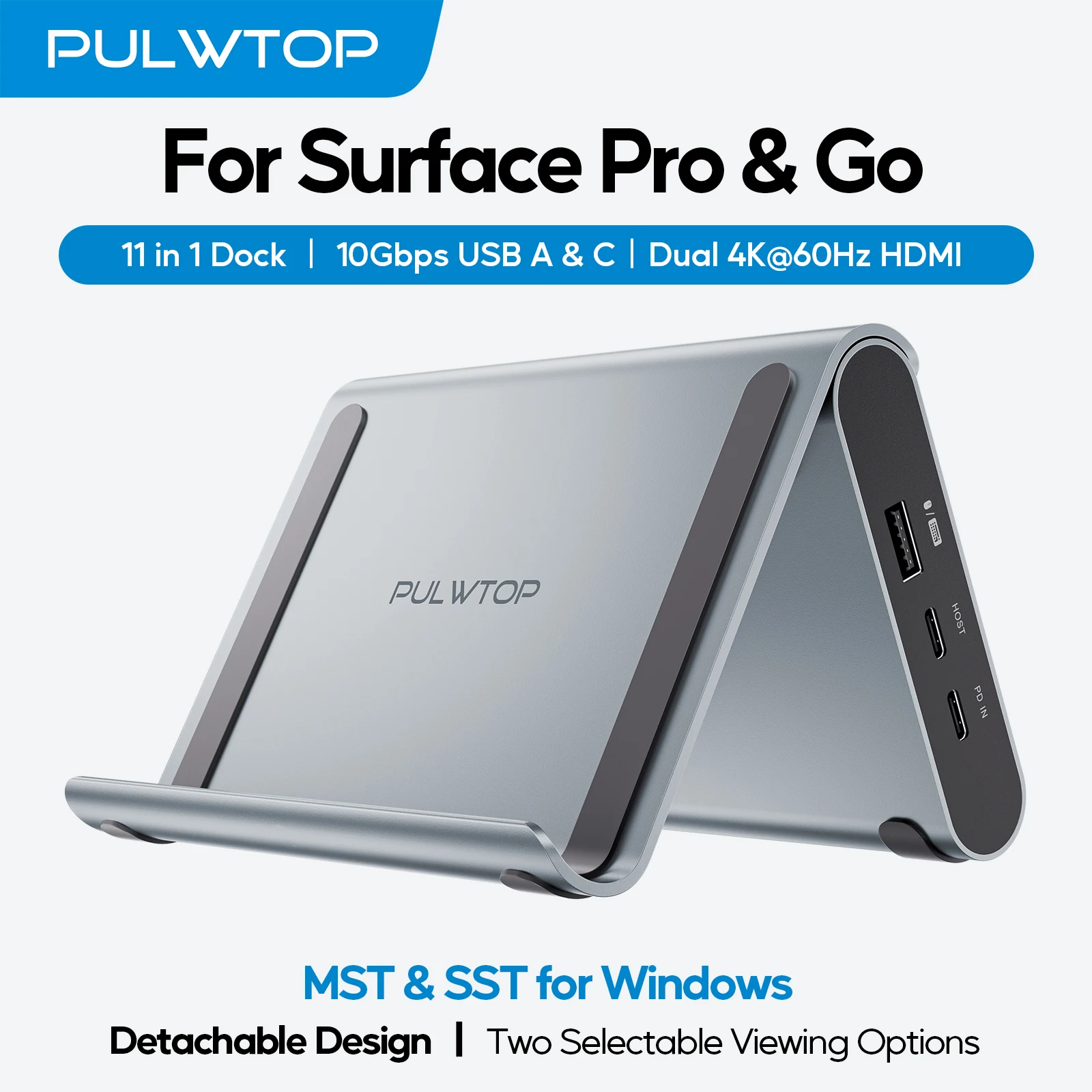 

PULWTOP USB C Docking Station Dual Monitor, Dual Displays with 2 xHDMI 4K, USB-C/A 10Gbps, USB-A 5Gbps, USB-2.0, Ethernet, PD