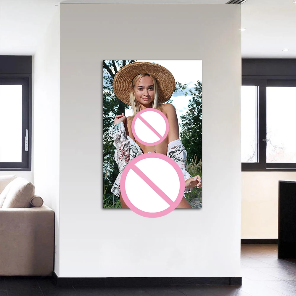 Beautiful Blonde Girl Outdoors Photo Modern Wall Art Posters Prints Canvas Paintings for Home Decor Decoration for Bedroom