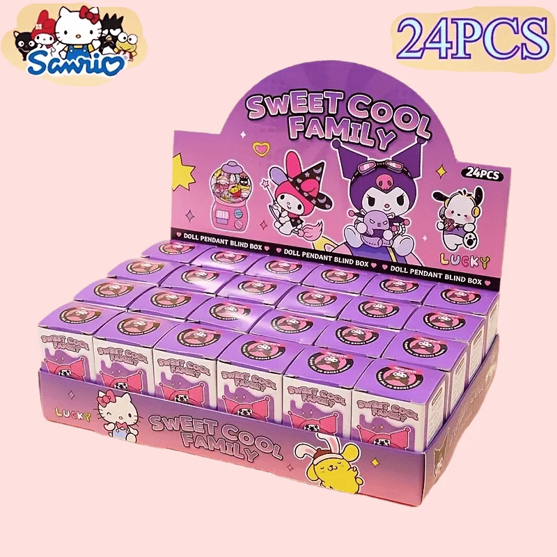 حقيبة هدايا مكونة من 24 قطعة من سلسلة المفاتيح لحفلات سانريو، مجموعة سلسلة مفاتيح عشوائية