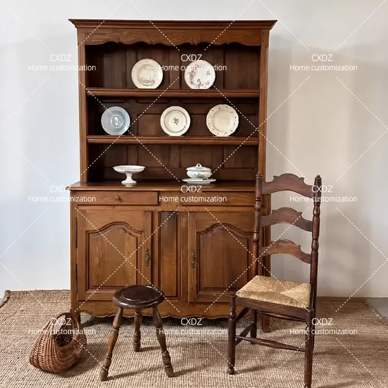 retro solid wood side cabinet shooting antique ornaments display dishes storage South display cabinet vintage