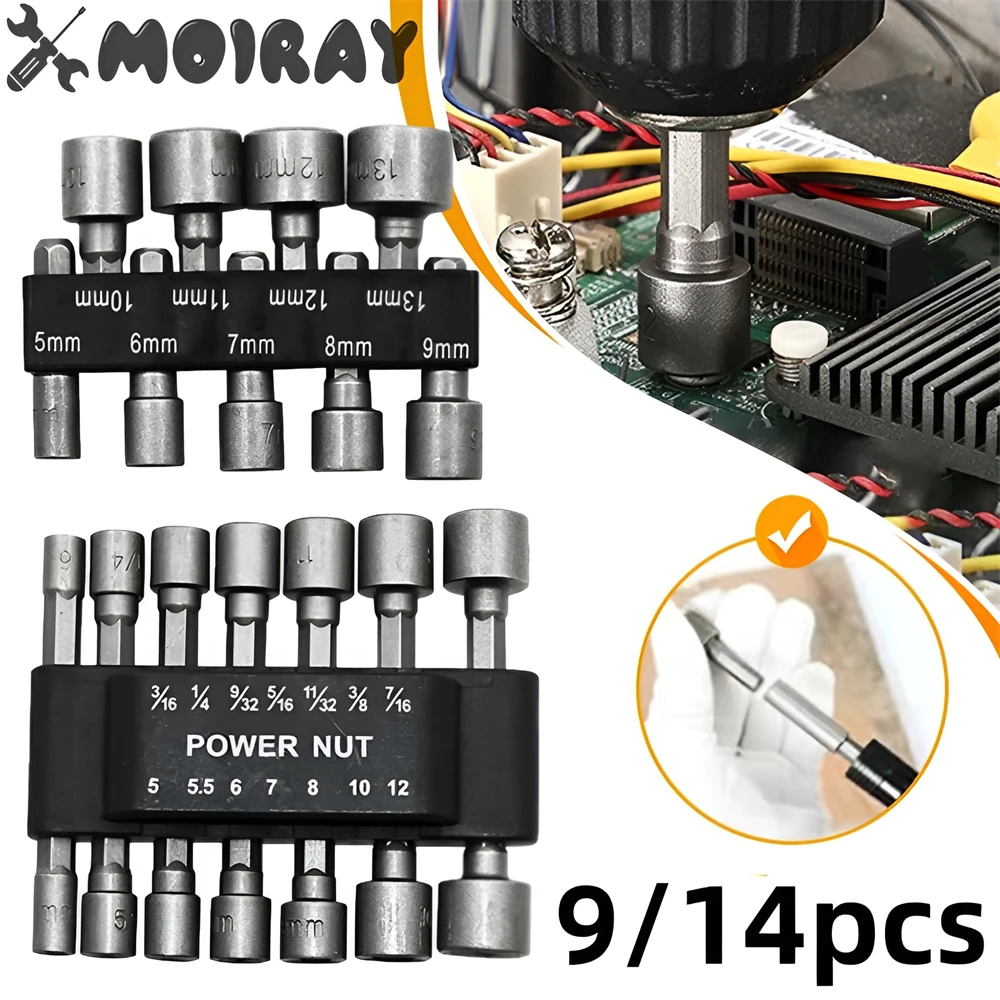Hexagon Soquete Chave de Fenda Bit Grupo Parafuso Manga Bicos Porca 513 mm Chave de Fenda Grupo Conjunto de Brocas Fixas Ferramentas Manuais Pcs 14 Pcs