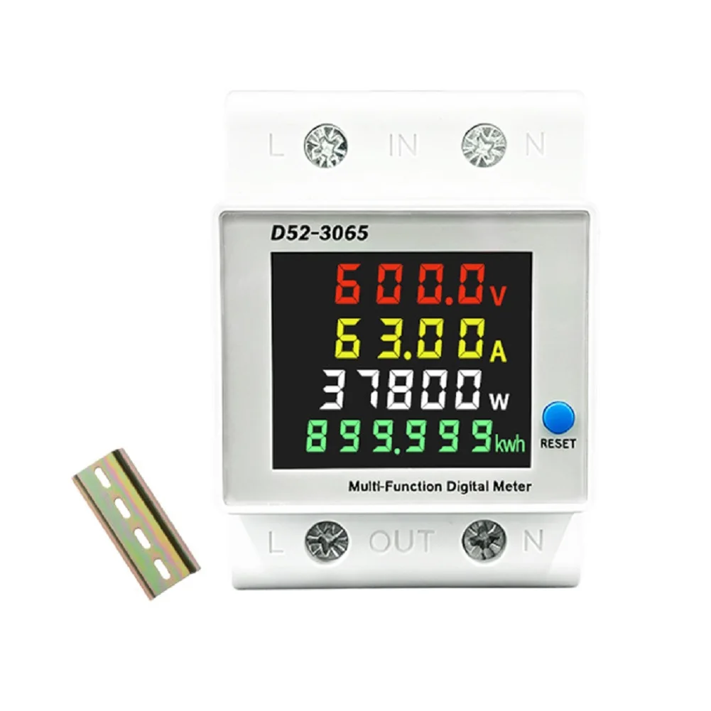 1pc Rail DC Multi-function Meter LCD Digital Voltage Current Energy Power Meter For RVs Solar Photovoltaic Systems