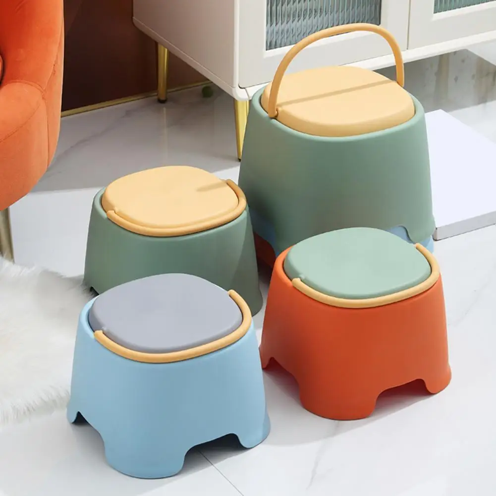 Kids Low Stool with Handle Stackable Heavy Duty Non-Slip Lightweight Footstool Home Bathroom Kindergarten Toddlers Step Stool 90