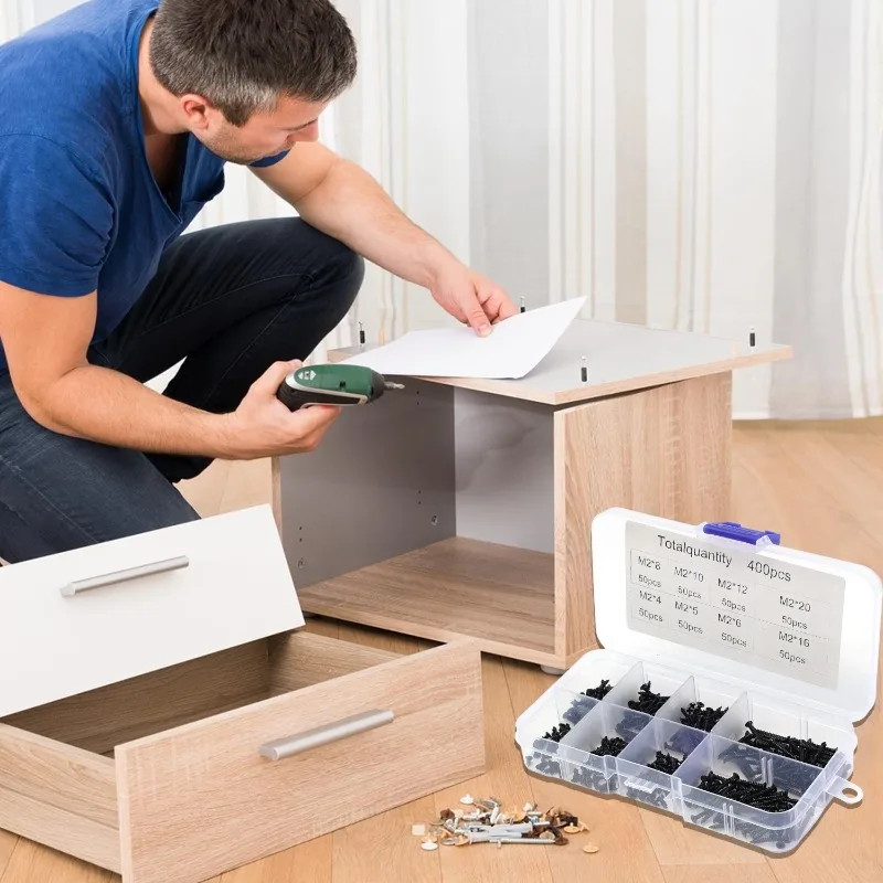 Черные саморезы из углеродистой стали с плоской головкой и резьбой DIY Деревообрабатывающие крепежные детали Ассортимент инструментов для ремонта оборудования