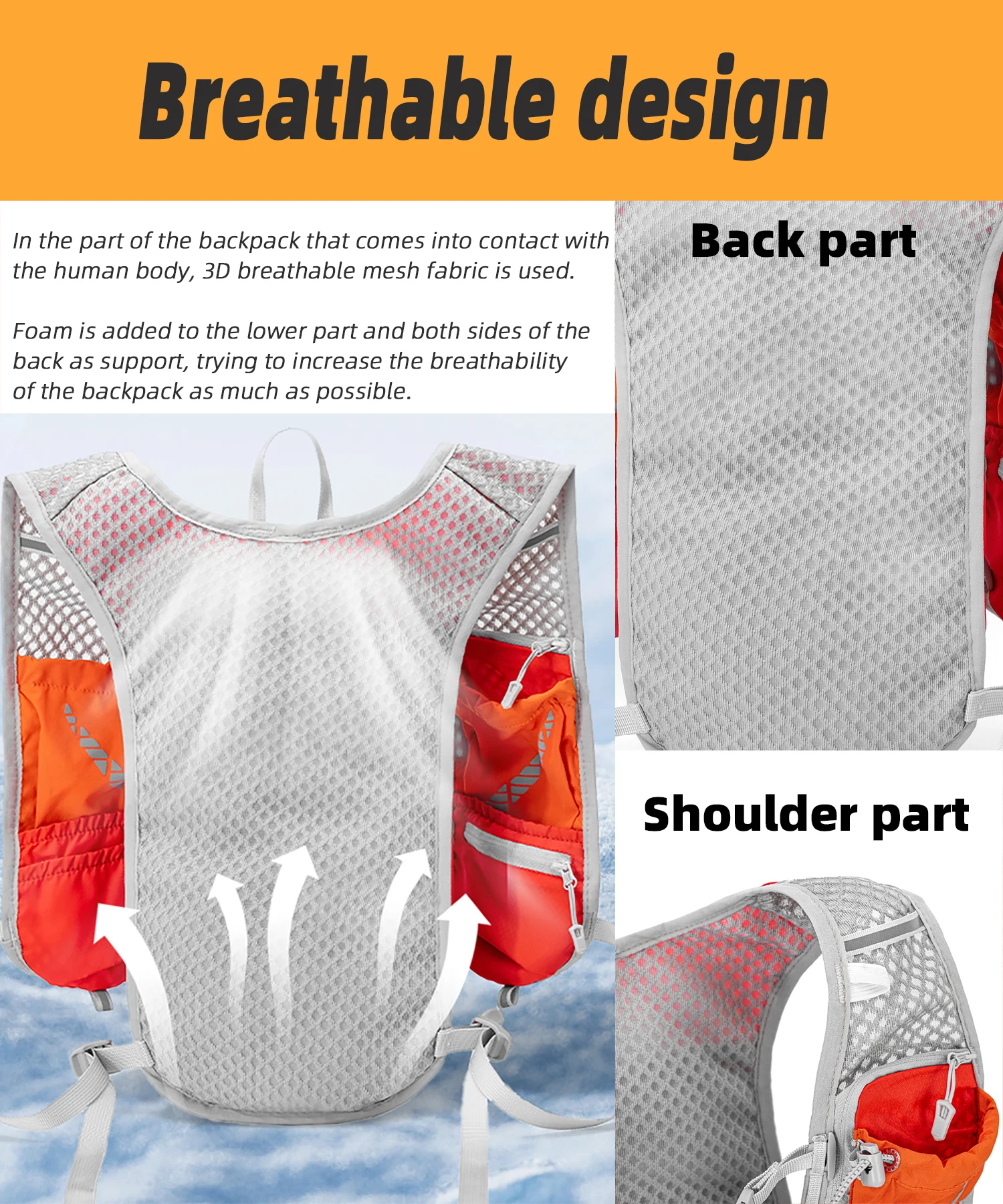 Outdoor-Sportrucksack Wanderrucksack Mini Ultraleicht Atmungsaktiv Jogging Bergsteigen Radfahren Offroad-Trail-Running-Tasche Tagesrucksack – Detail 11