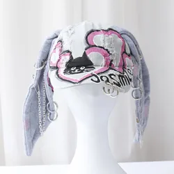 2024 Y2K new Hot Girl Jeans Long Rabbit Ears Cowboy Baseball Hat Wash Graffiti Hip Hop Cap Women Men Party Team Baseball Cap