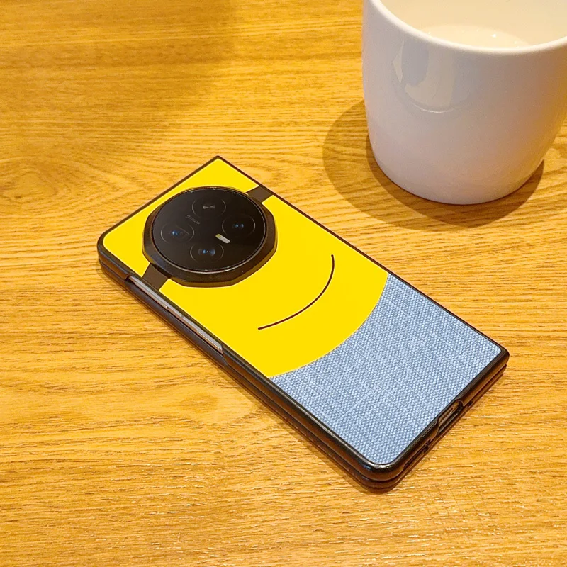 Etui na telefon Honor Magic V6 V5 V3, składane, skórzane, odporne na wstrząsy i odciski palców, z żółtym wzorem Big Eye. — zdjęcie produktu 6
