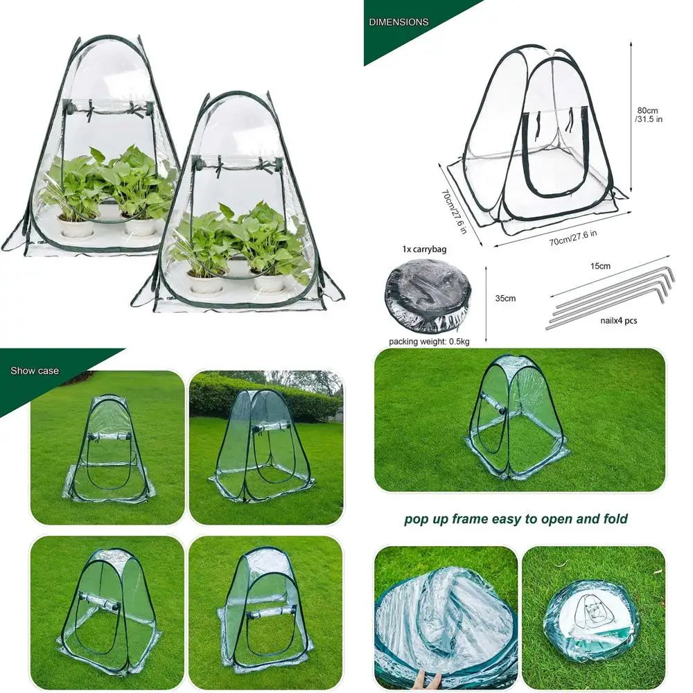 

2-Piece Flower House Mini Greenhouse Cover, PVC Backyard Garden Protector for Plants Against Cold and Frost