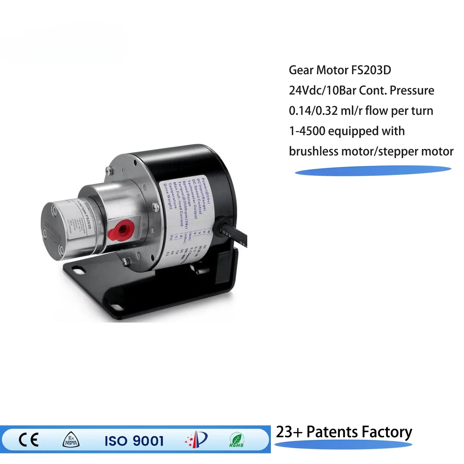 FS203D stainless magnetic drive micro gear oil free small vacuum brushless water pump