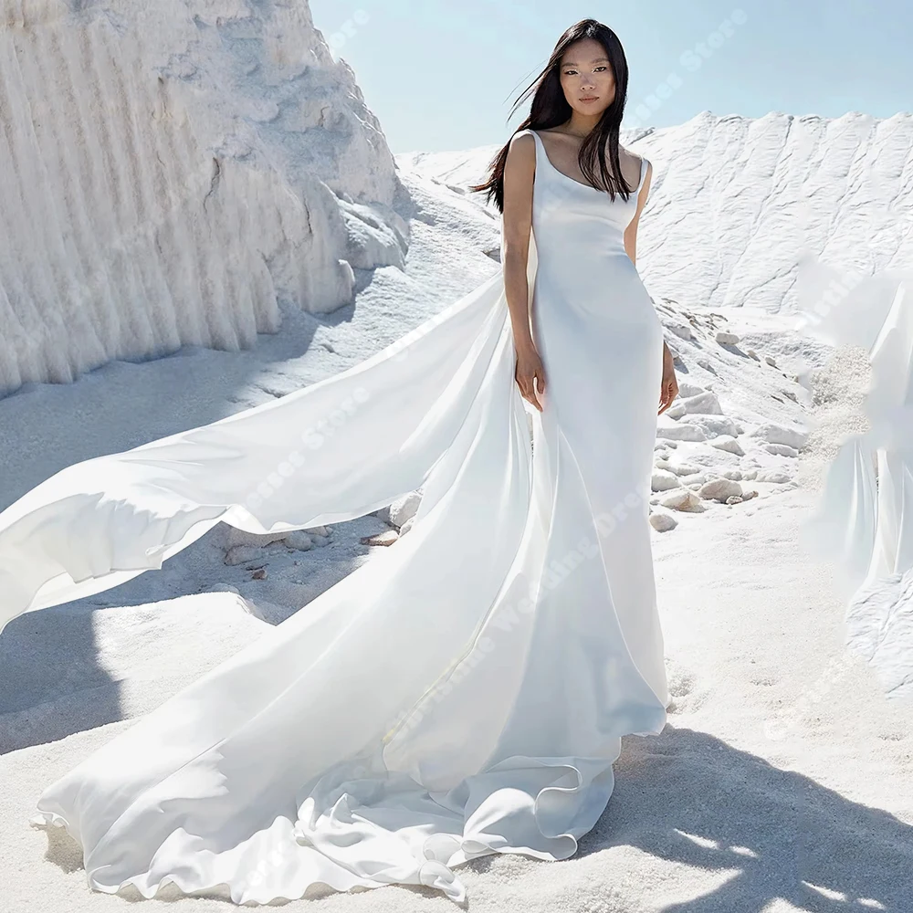 

Элегантные женские свадебные платья, сексуальные свадебные платья русалки без рукавов, длина для мытья полов, вечерние платья принцессы Vestidos De Novias по индивидуальному заказу