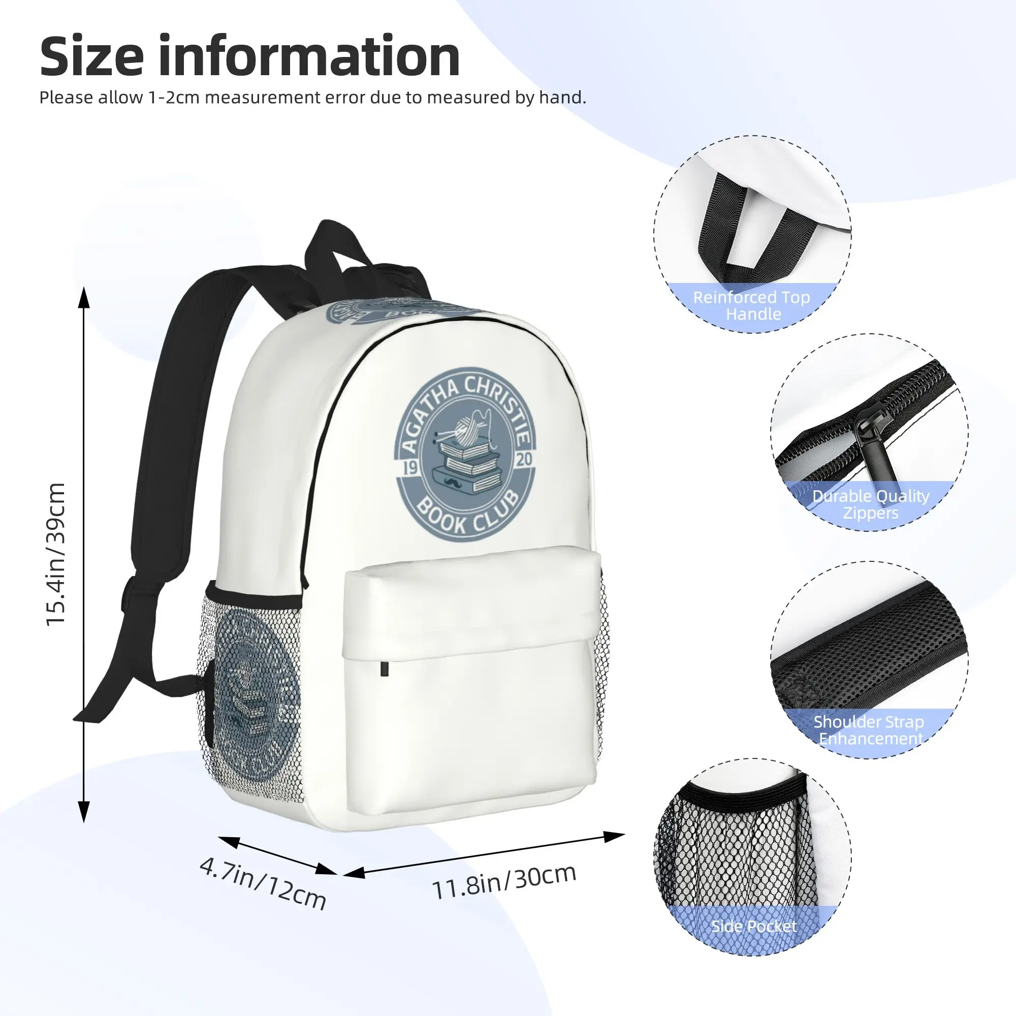 Agatha Christie Book Club Backpack Hot Sale Daypack Large Capacity Boys Girls BookBag Shoulder Bags for Men Women School Bag