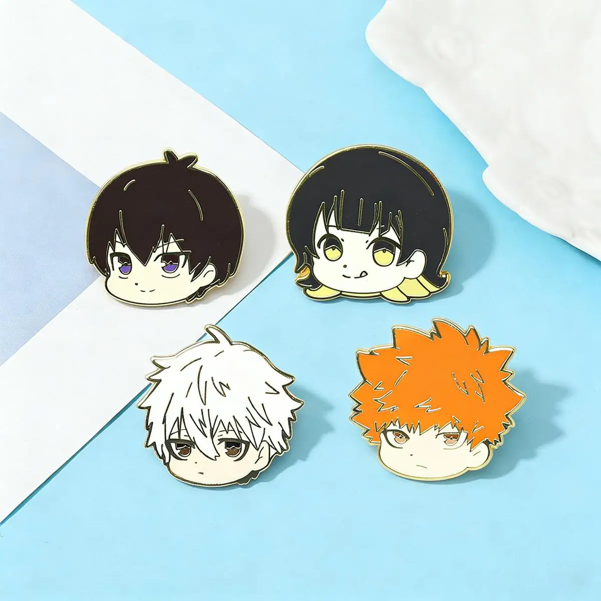 4Pcs/Set Anime Blue Prison Enamel Brooch Cartoon Cute Character Backpack Lapel Metal Badge Cosplay Jewelry Accessories Gifts
