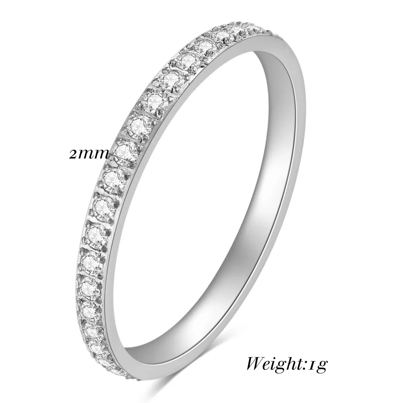 New Fashion Full Small CZ Zircon Channel Setting Stainless Steel Engagement Rings For Women