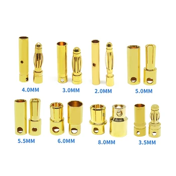 مجموعة من 10 موصلات الموز ، 2/3/3.5/4/5/5.5/6/8 مللي متر ، النحاس الذهب ، بطارية ليبو ، لمحرك esc الإلكترونية ، لتقوم بها بنفسك الملحقات