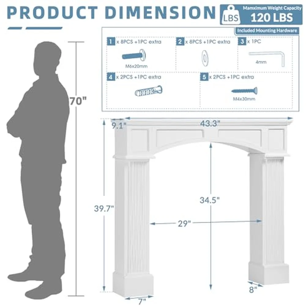 Modern Fireplace Mantel 43.3