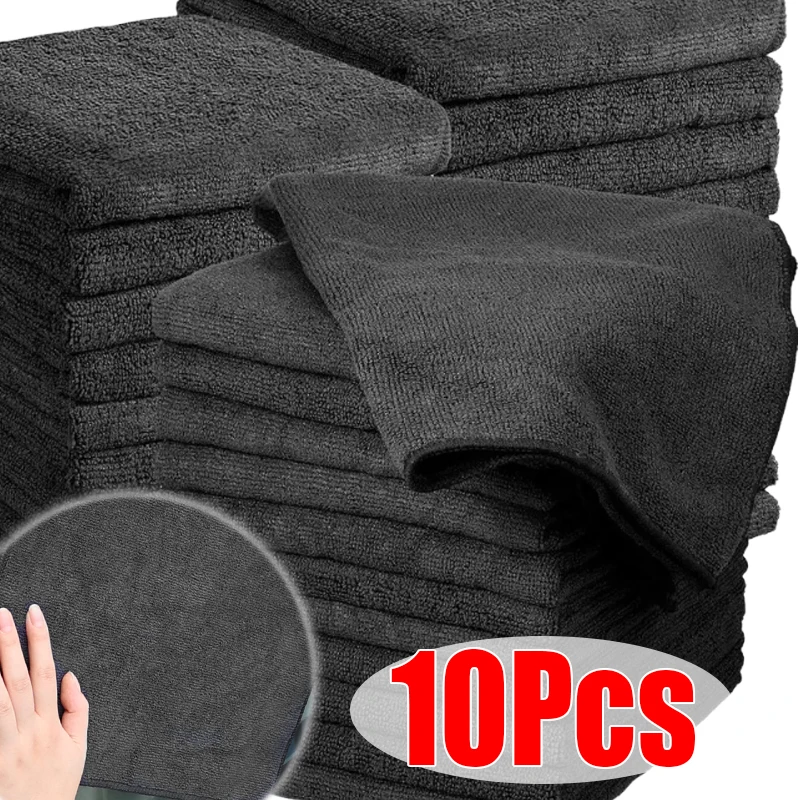 Absorbent Towel for Wash Car Housework Clean Kitchen Cleaning Rags 1/10pcs Black Microfiber Cleaning Cloth Household Clean Tools