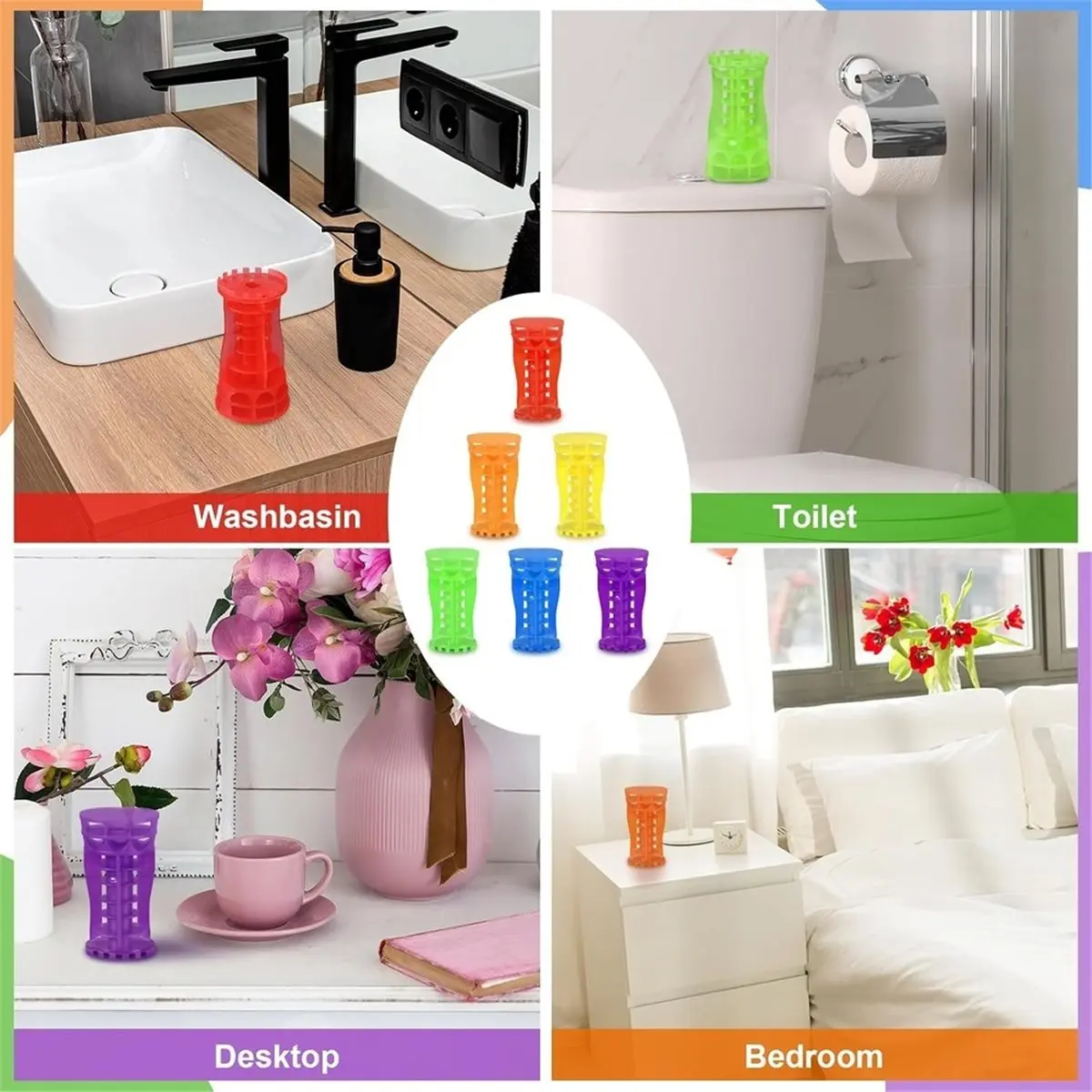 Solid Aromatherapy Pagoda, Deodorizing Fragrance for Wardrobes and Bathrooms, Air Freshener, Vibrant Fruity Scents, 6PCS