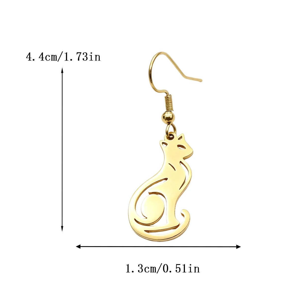 Kinitial Stainless Steel Sitting Cat Drop Hook Earrings Cute Pet Animal Kitten Dangle Earrings Jewelry Gift For Women