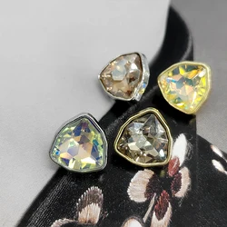 15MM Cute Luxury Glass Stone Mini Shank Buttons Of Clothing Wholesale High Fashion Metal Gold Sewing Button For Skirt 6Pcs DIY