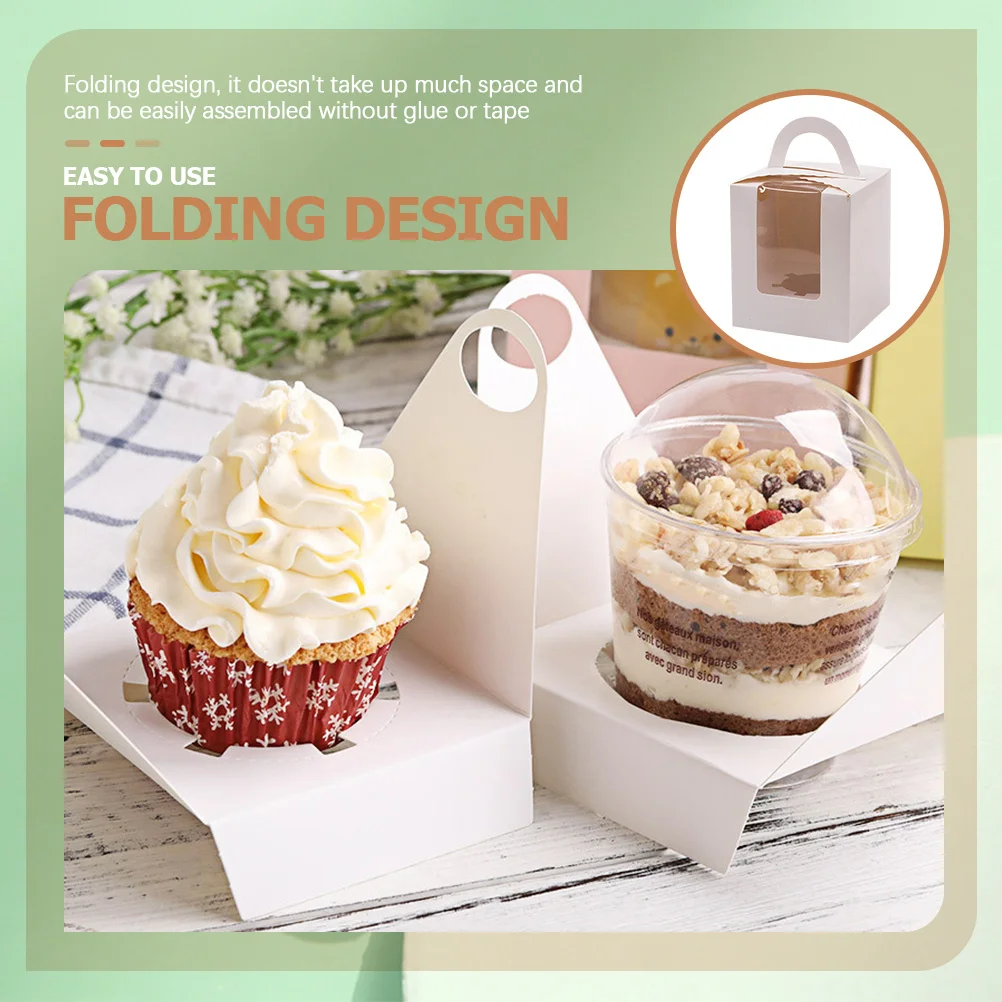 

24pcs Cake Boxes With Window Single Cupcake Packing Boxes No Assembly Sturdy Cardboard For Birthday Wedding Party Kitchen Bar