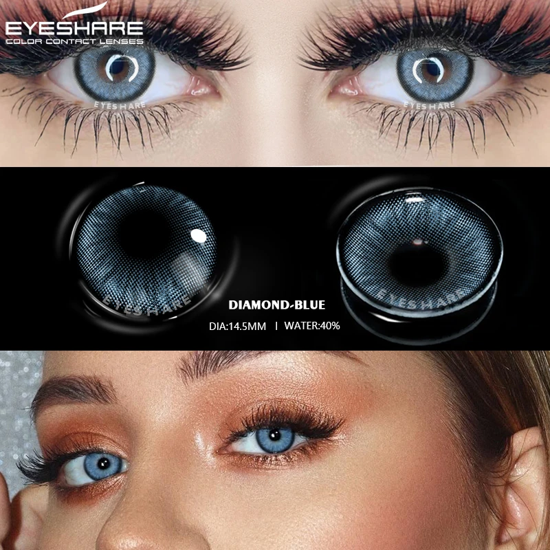 EYESHARE 2pcs Colored Contacts Lenses For Eyes Natural  Blue Contacts Lenses Yearly Beautiful Pupil Brown Lenses Colored Eyes