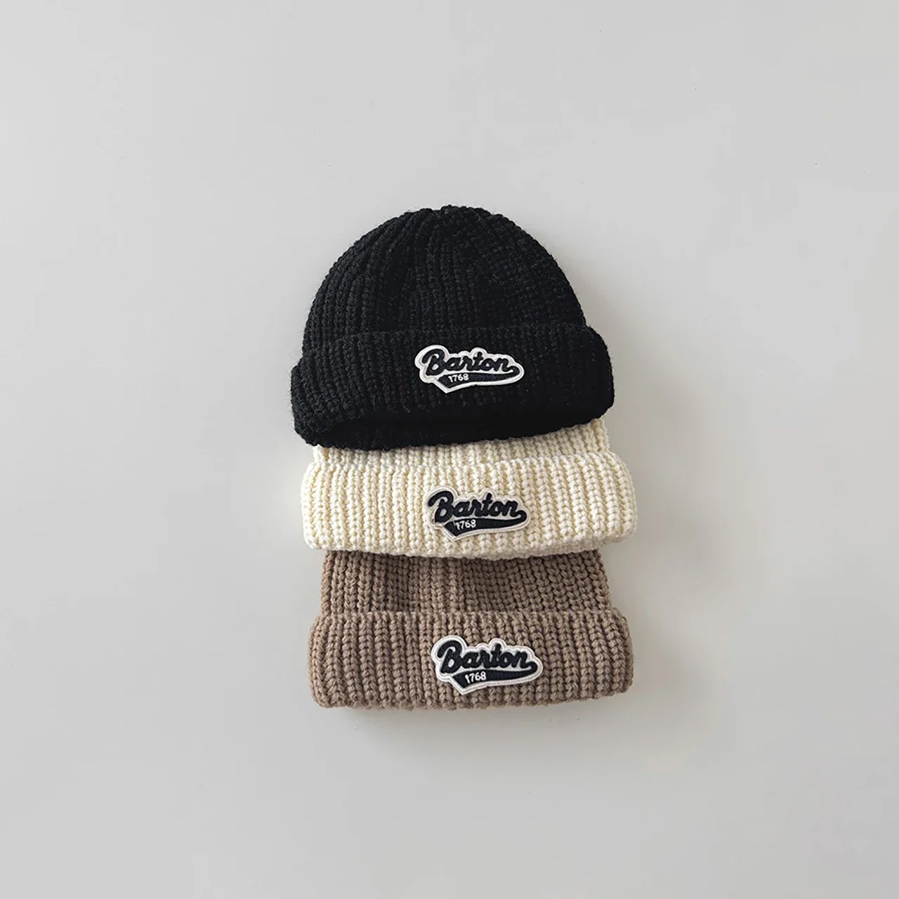 Winter warm gebreide babymutsje brief kinderen jongen meisje cap mutsen effen kleur zachte peuter kinderen trui hoed