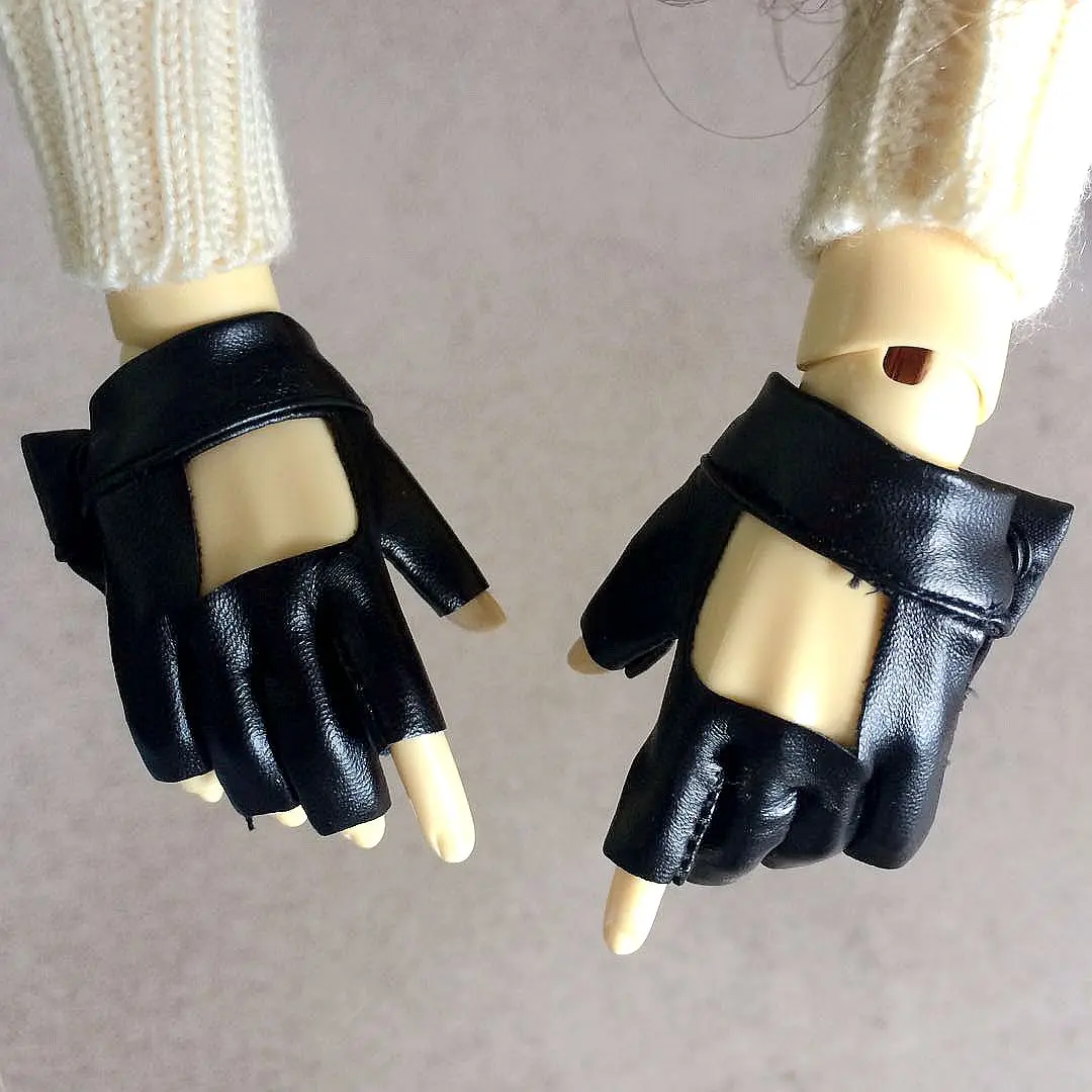 [wamami] Black PU Leather Gloves For 1/3 DZ SD AOD SD17 DZ70 BJD Dolls Dollfie Outfits