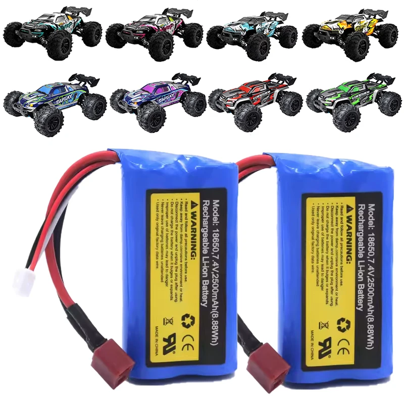 Hobby Hub RC Lipo Battery 2S 7.4V 2500mah 10C Max 10C for SCY-16101 16102 1/16 JJRC-Q130 WLtoys 144001 RC Car Spare Parts