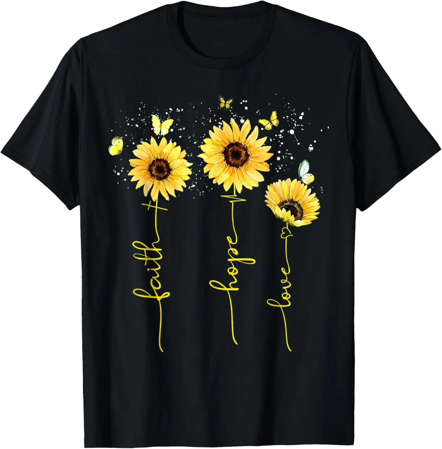 Christian for Women Sunflower Faith Hope Love T-Shirt