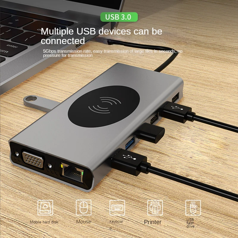 Usb Hub 3.0 Docking Station Usb 3.0 Splitter Several Ports Type C Extensor Usb Dock Concentrator 4K HD For Xiaomi Lenovo Macbook