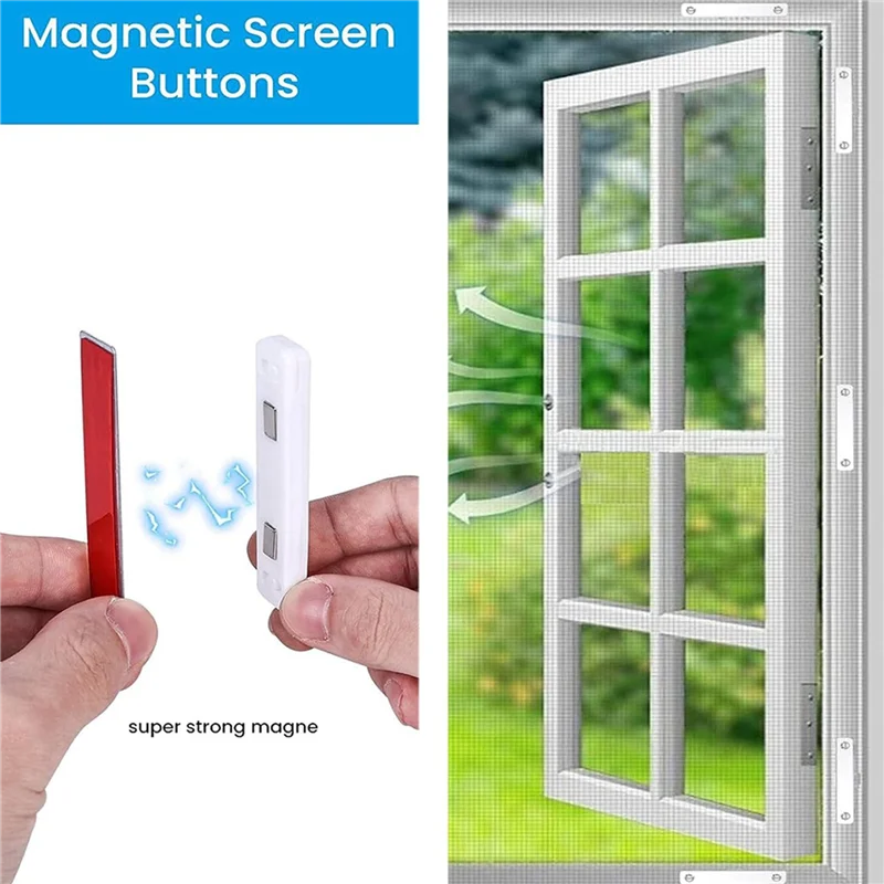 

A04G-36PCS White Window Screening Europe No Punching Magnetic Retainer Window Screen Buckle Magnetic Screens Magnet Fixed