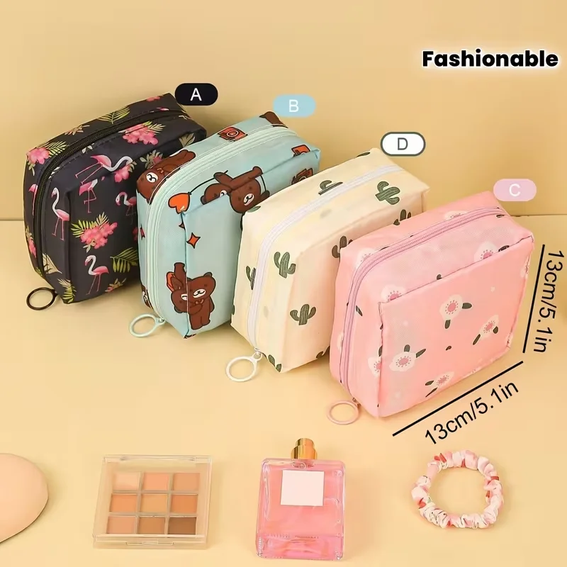 Random 1 Zippered Oxford Cloth Portable Sanitary Pad Storage Bag Stylish Multifunctional Travel Storage for Menstrual Pads