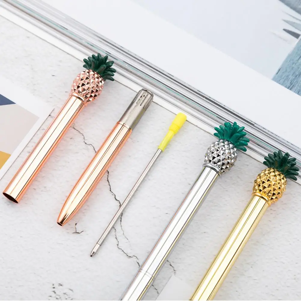 نحاس أقلام حبر جاف طالب فاخر عدم الانزلاق السلس الكتابة المعدنية لطيف الأناناس قلم حبر القرطاسية توقيع القلم لوازم