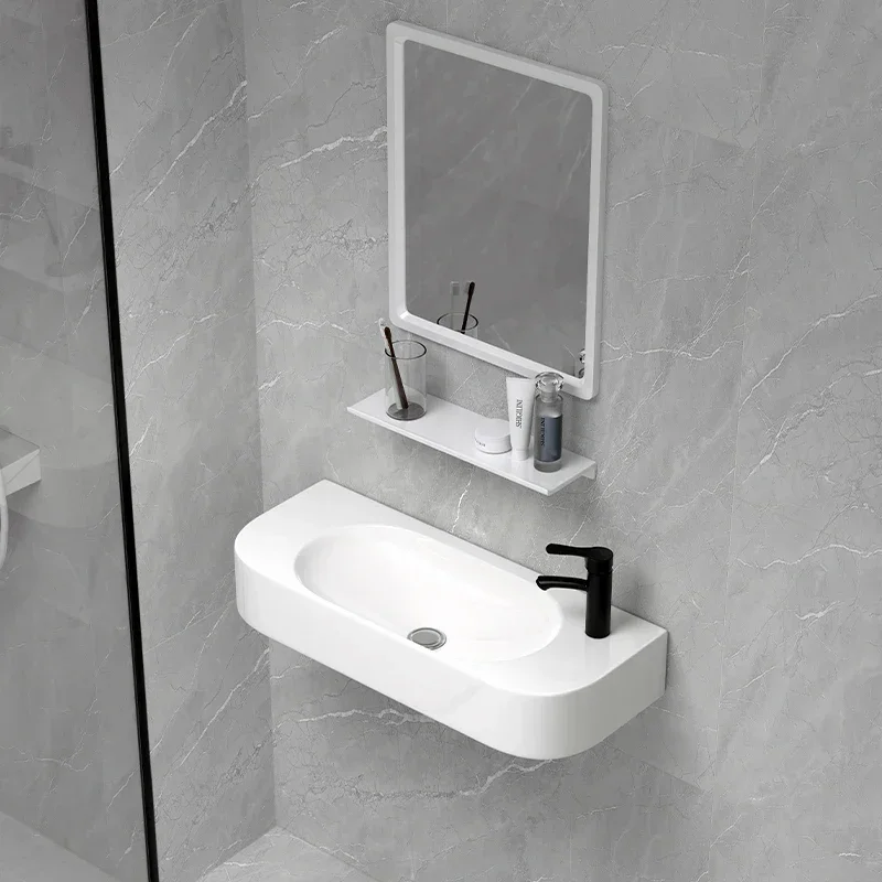 Extremely narrow basin, small apartment, mini wash basin, toilet, bathroom, ceramic integrated wash table, wall-mounted type