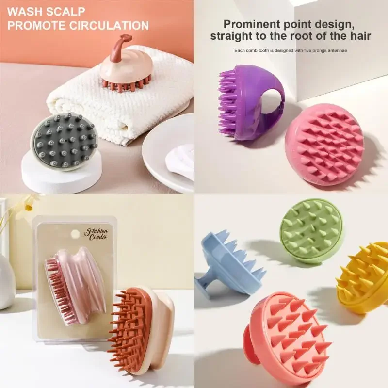 Hair Scalp Massager Shampoo Brush Scalp Care Hair Growth Hair Scrubber Scalp Exfoliator Dandruff Long Flexible Silicone Bristles