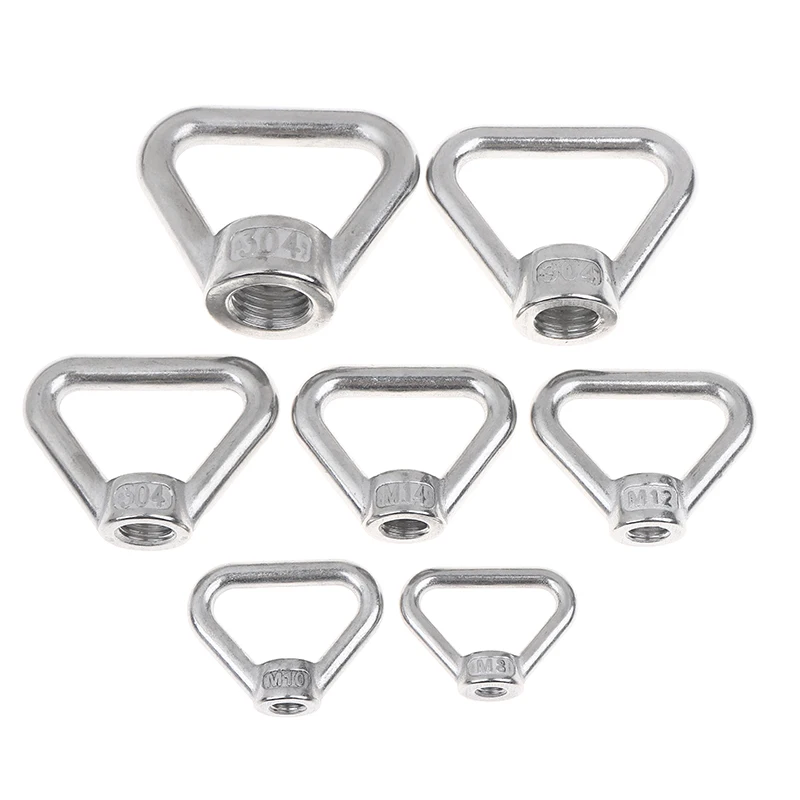Stainless Steel Triangle Eye Nuts for Lifting, M8-M24 Size, Complements Trapezoid Thread Rings