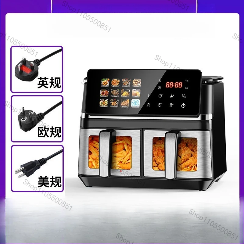 cross-border visual large-capacity air fryer household multi-functional intelligent 12L stainless steel double bile fryer