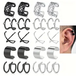 1Pairs Stainless Steel Ear Cuffs Fake Earrings Helix Cartilage Ear Clips Non Piercing Jewelry For Men and WoMan