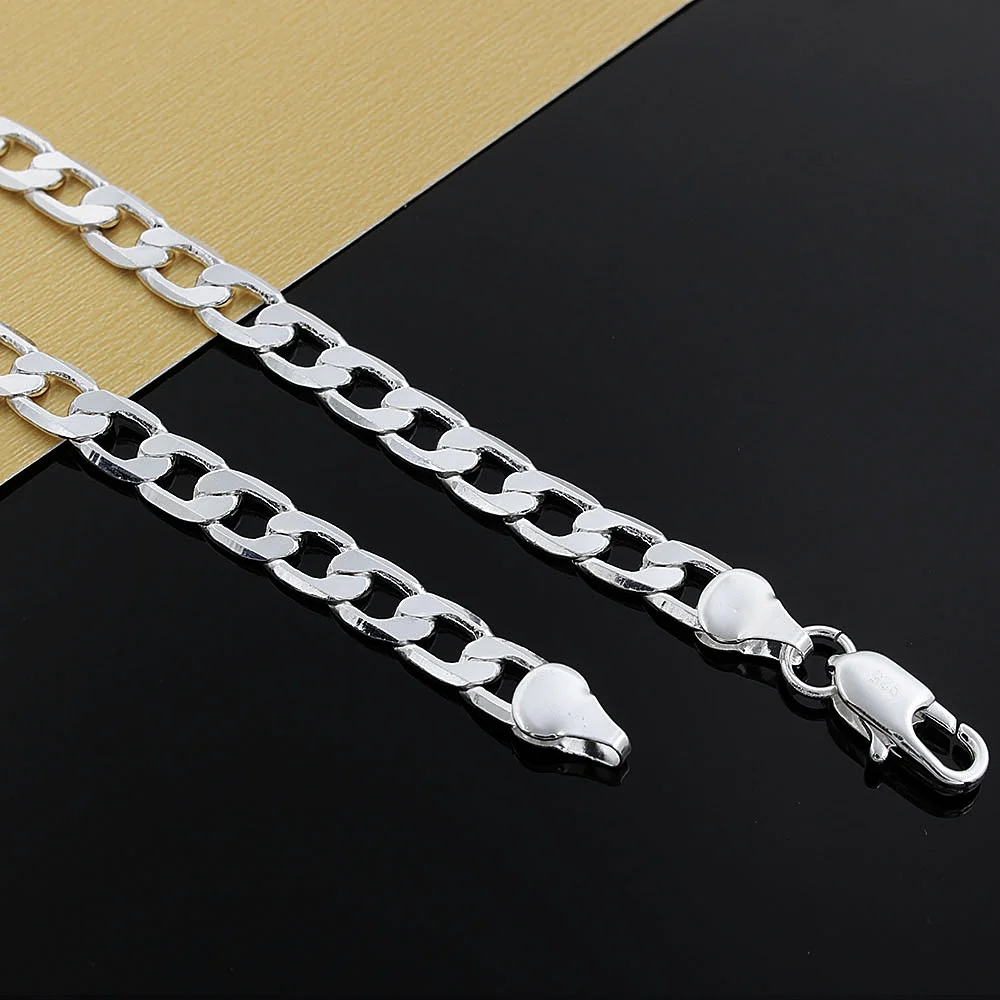 classic men\'s 925 Sterling Silver Necklace high quality Jewelry personality 16-24 inches 8MM necklace fashion Christmas gifts