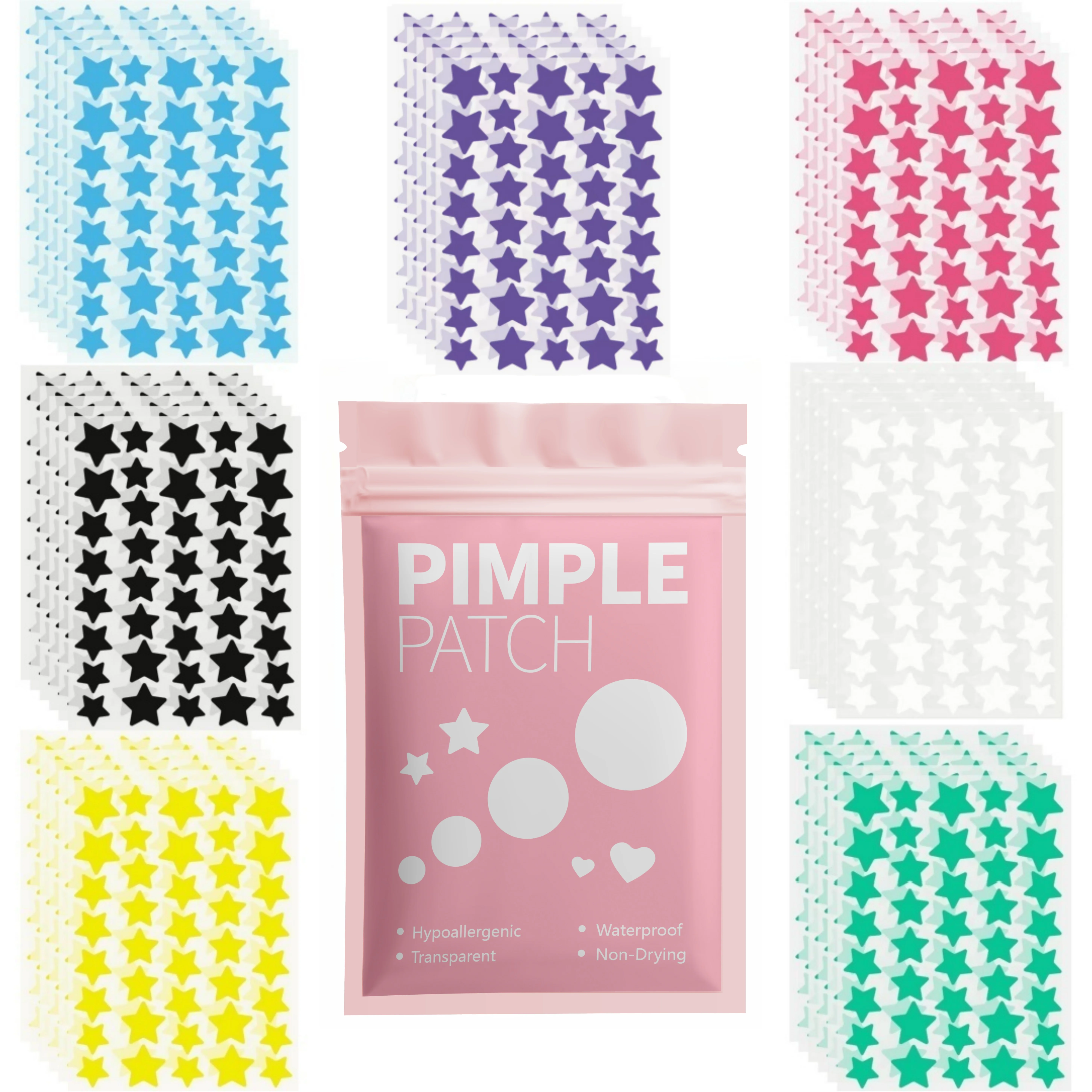 

KHAZIX Star Shaped Hydrocolloid Pimple Patches, Colorful Acne Cover Stickers for Face, Gentle Non-Drying Acne Patches for Most S