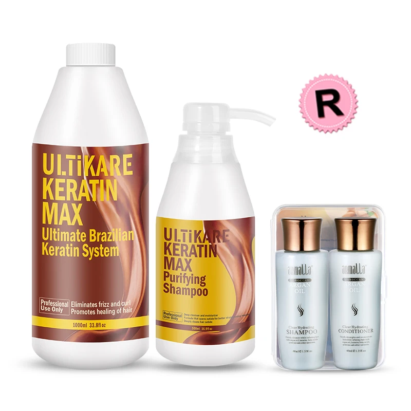 Repair and Straighten Damage Hair Product 12% Formalin 1000ml Chocolate Keratin Treatment and Purifying Shampoo Set