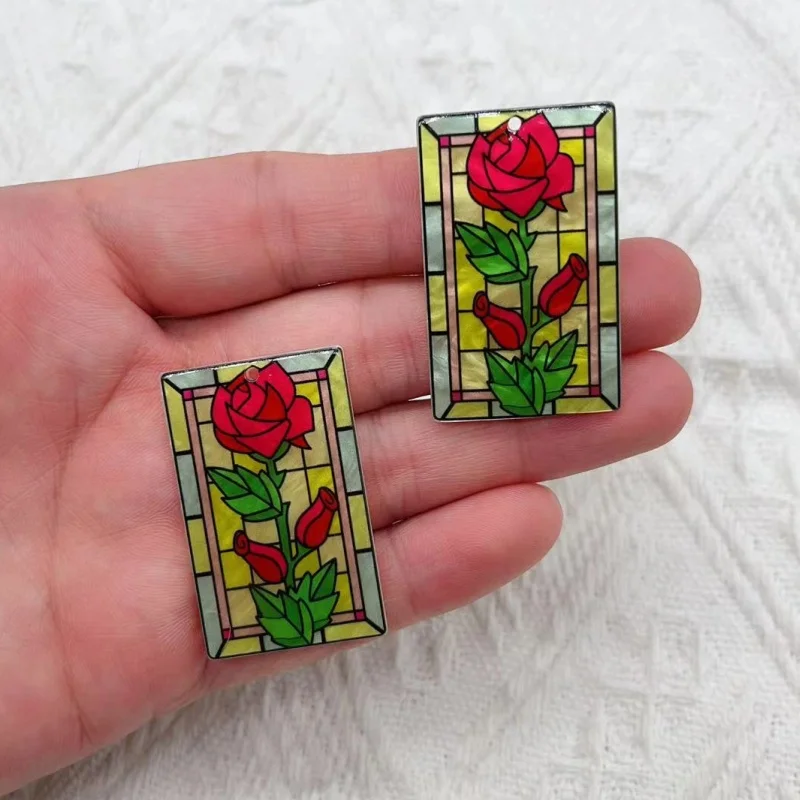 10pcs Square Flower Charms for DIY Jewellery Making