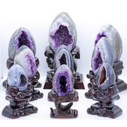 Natural Amethyst Geode Quartz Cluster Crystal Specimen Energy Healing Thunder Egg Mineral Gift Home Decoration Wholesale