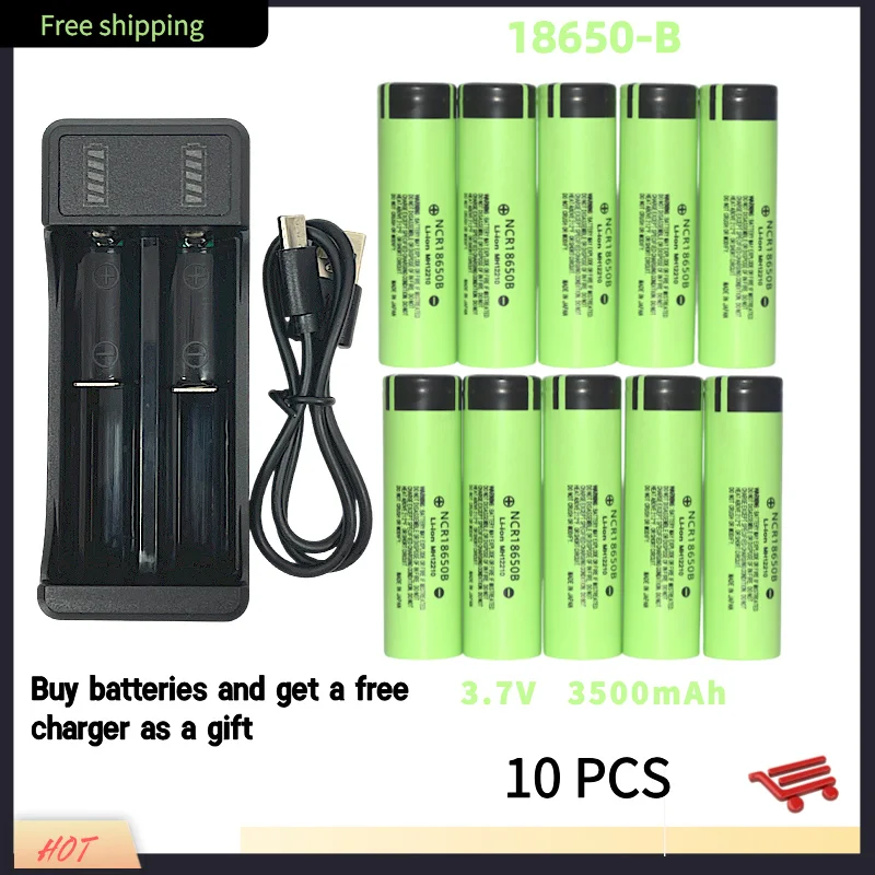 Free Shipping Air Express NCR 18650B 34B 3.7V 3500mAh 30A Discharge Lithium-ion Rechargeable Battery Charger for Monitoring