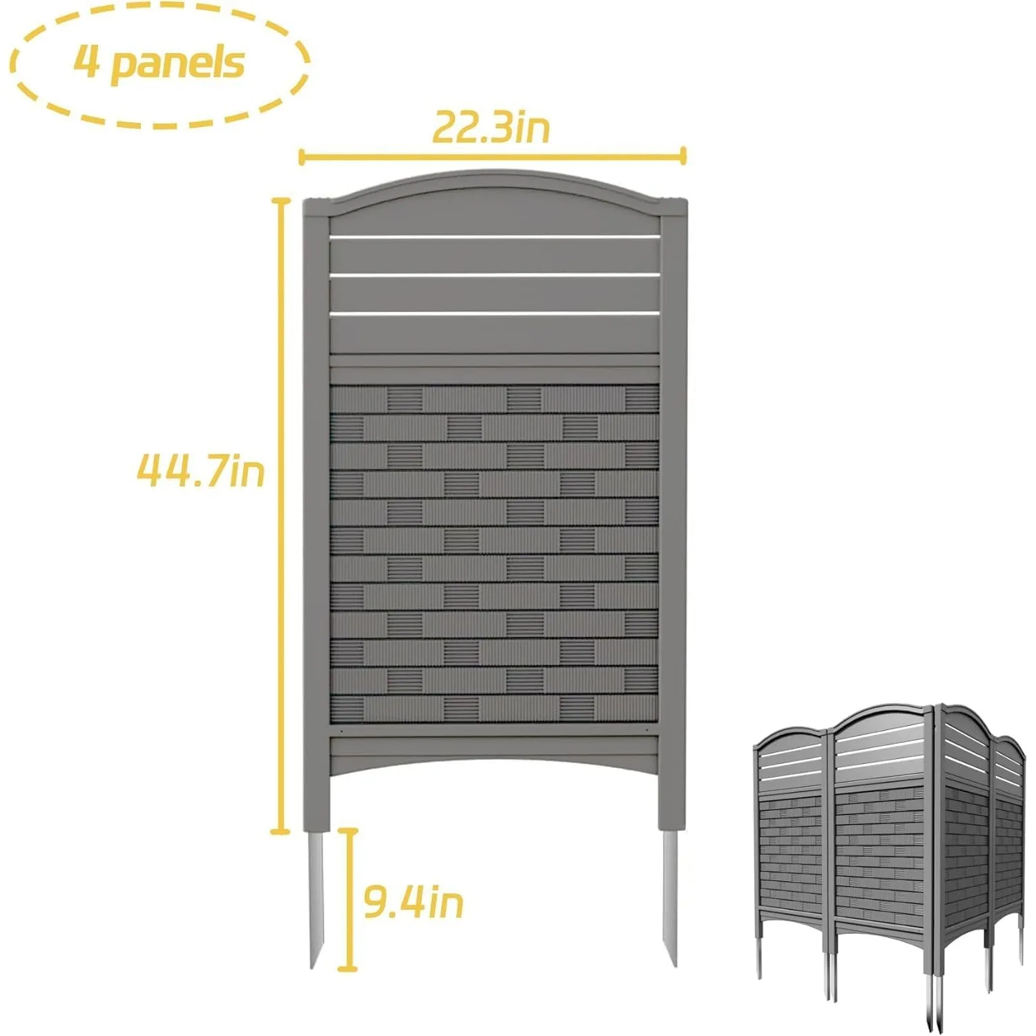 Air Conditioner Fence Privacy Screen,Resin Outdoor Privacy Vinyl Fence,4 Panels Trash Can Enclosure,45