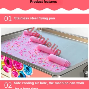 110 فولت / 220 فولت آلة لفة الآيس كريم المقلية الصغيرة التايلاندية مقلاة ملفوفة الآيس كريم ملفوفة الزبادي المقلي آلة لفة الآيس كريم أعلى 10 مبيعات لآلة الآيس كريم التايلاندية - رقم 10