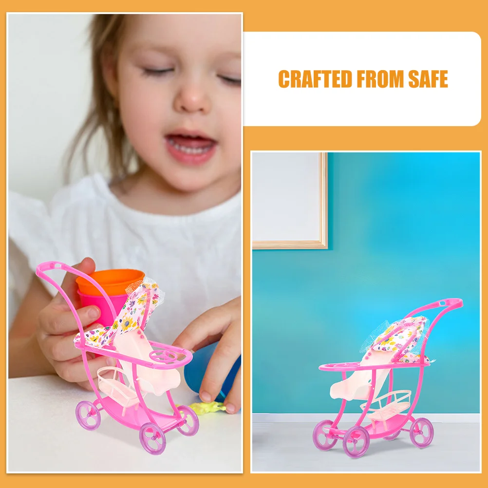 Baby Stroller Small Model Toy Mini Dolls Miniature for Cloth Modeling Plaything Decor Child Toddler Toys