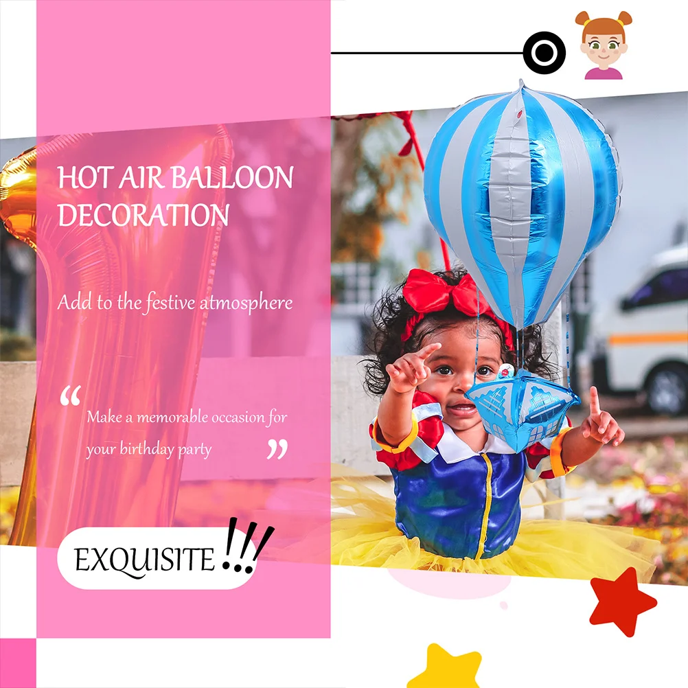 

4Pcs Hot Air Balloon Party Balloons Aluminum Film Balloon Decoration for Birthday Celebration Photo Background Props